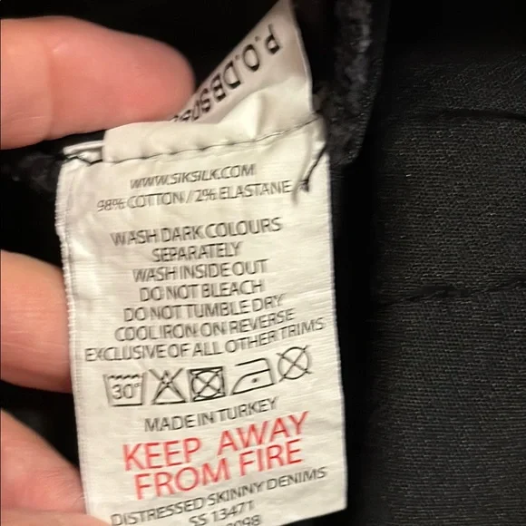 Siksilk Men’s Black Distressed Skinny Jeans size M - Picture 8 of 8